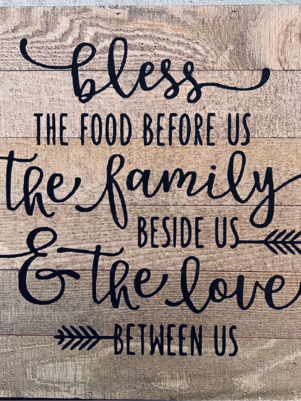 Bless the Family Wood Wall Sign - Black on Natural Wood